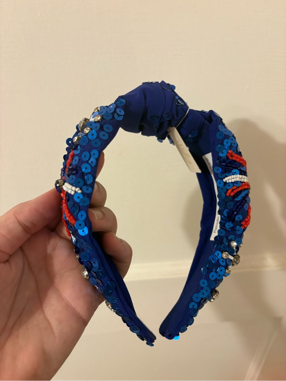 Patriotic 4th of July Sequin Embellished Blue Headband